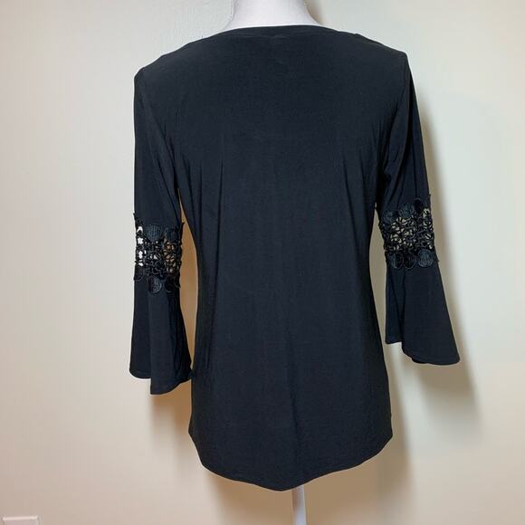 New Directions Black Blouse  with Bell Sleeves  Small - Picture 3 of 5